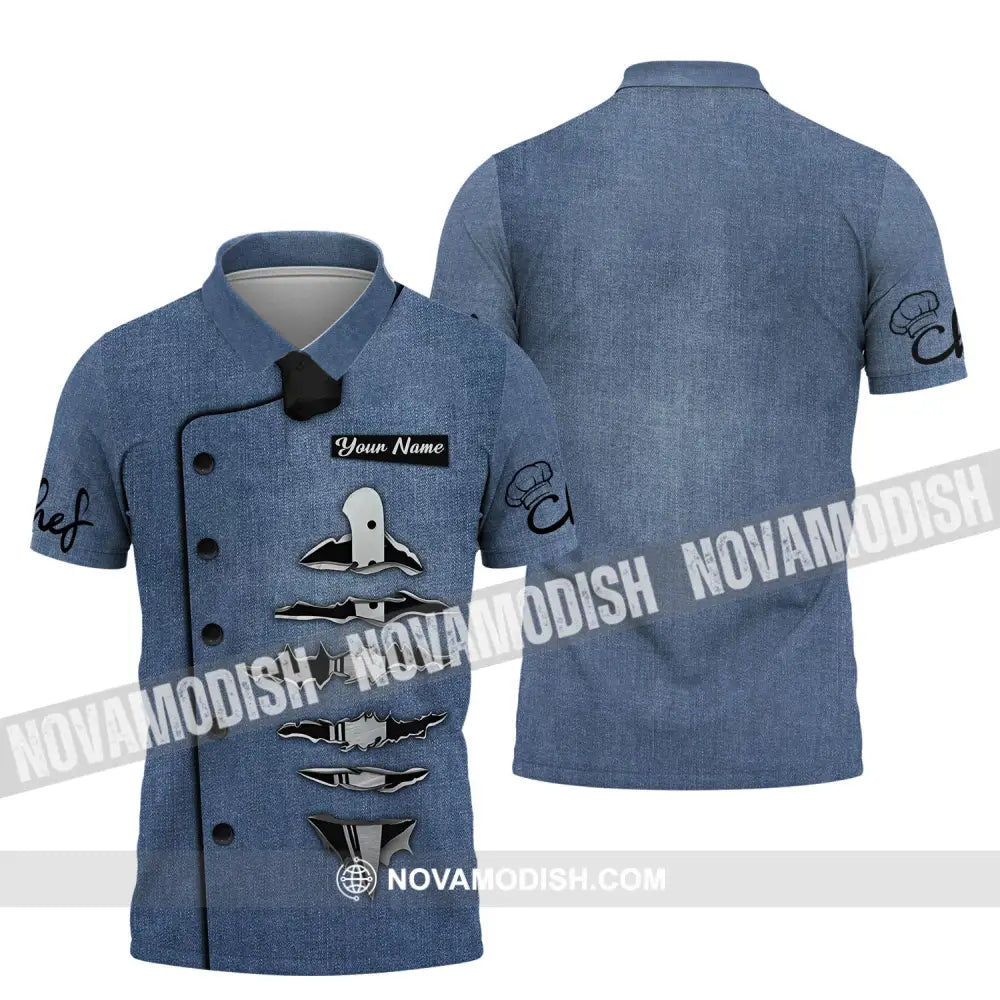 Unisex Shirt - Custom Name Shirt Chef Jean Blue Color Shirt Polo Shirt / S T-shirt