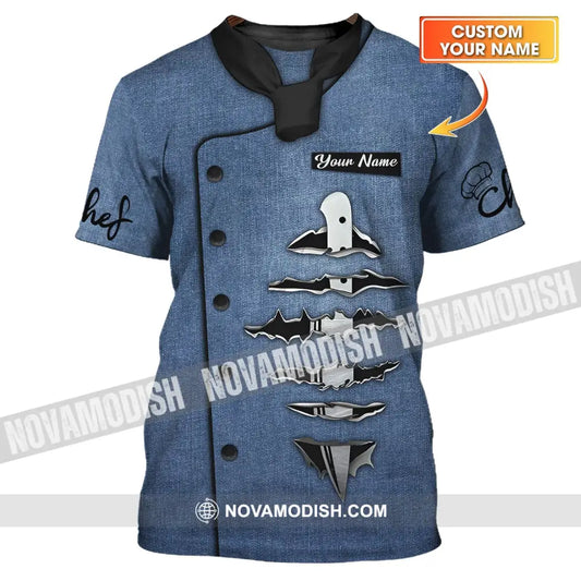 Unisex Shirt - Custom Name Shirt Chef Jean Blue Color Shirt T-Shirt / S T-shirt
