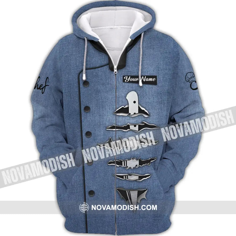 Unisex Shirt - Custom Name Shirt Chef Jean Blue Color Shirt Zipper Hoodie / S T-shirt