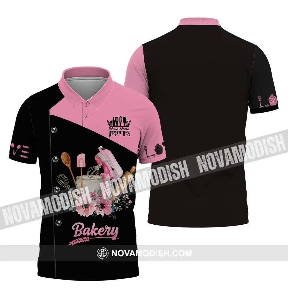 Unisex Shirt - Custom Name Shirt - Chef Making Bakery Polo Shirt / S T-shirt