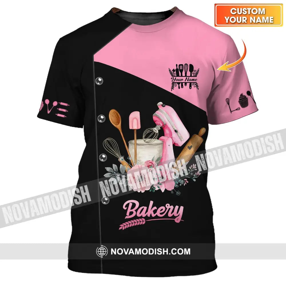 Unisex Shirt - Custom Name Shirt - Chef Making Bakery T-shirt