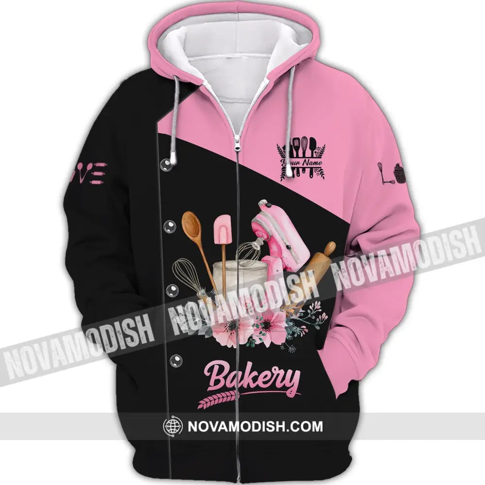 Unisex Shirt - Custom Name Shirt - Chef Making Bakery Zipper Hoodie / S T-shirt