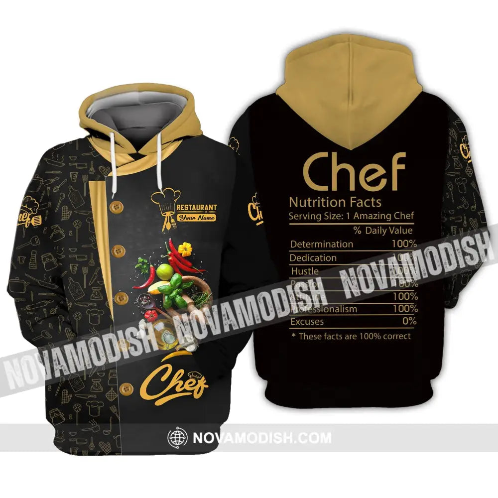 Unisex Shirt - Custom Name Shirt - Chef Nutrition Facts These Facts Are Correct Hoodie / S T-shirt