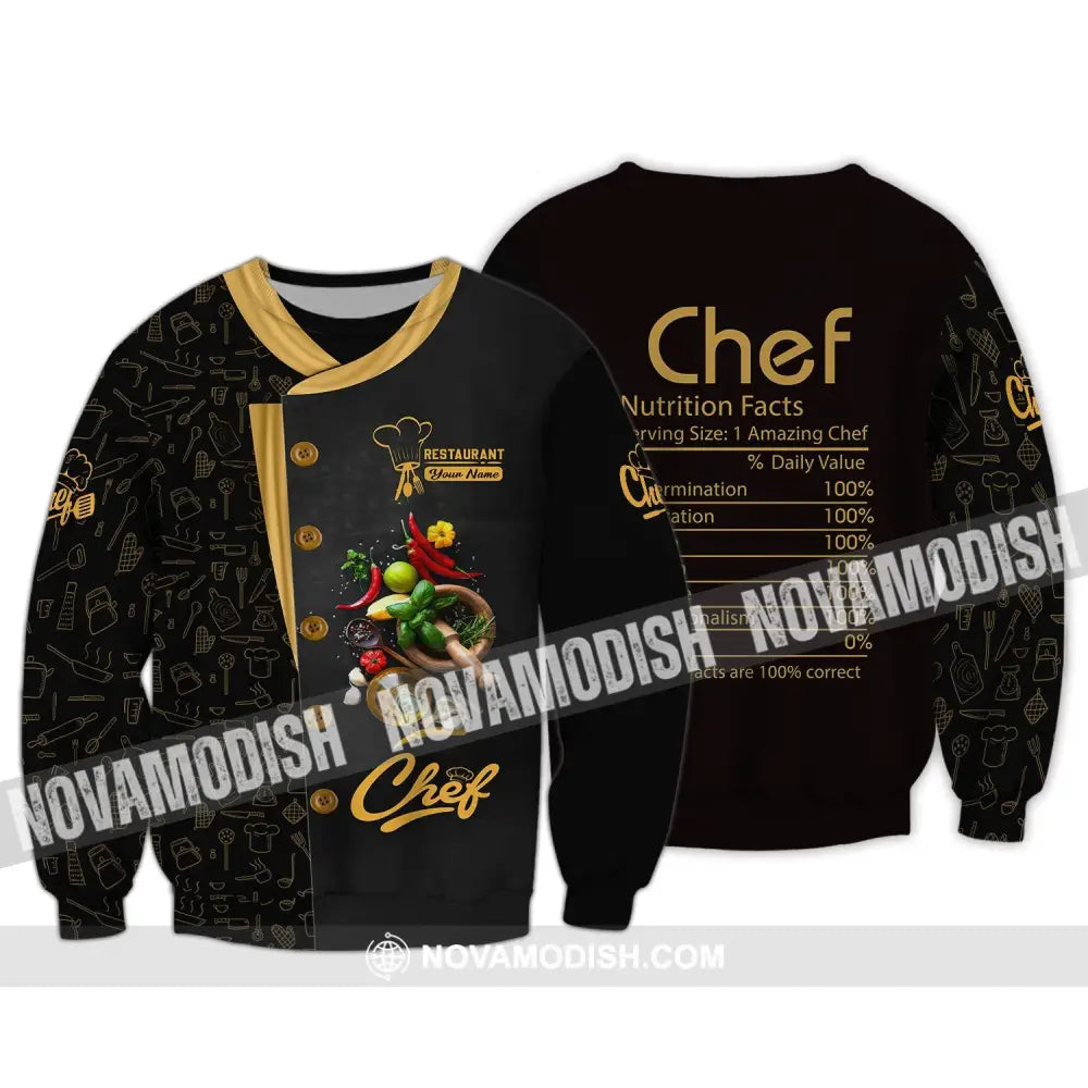 Unisex Shirt - Custom Name Shirt - Chef Nutrition Facts These Facts Are Correct Long Sleeve / S T-shirt