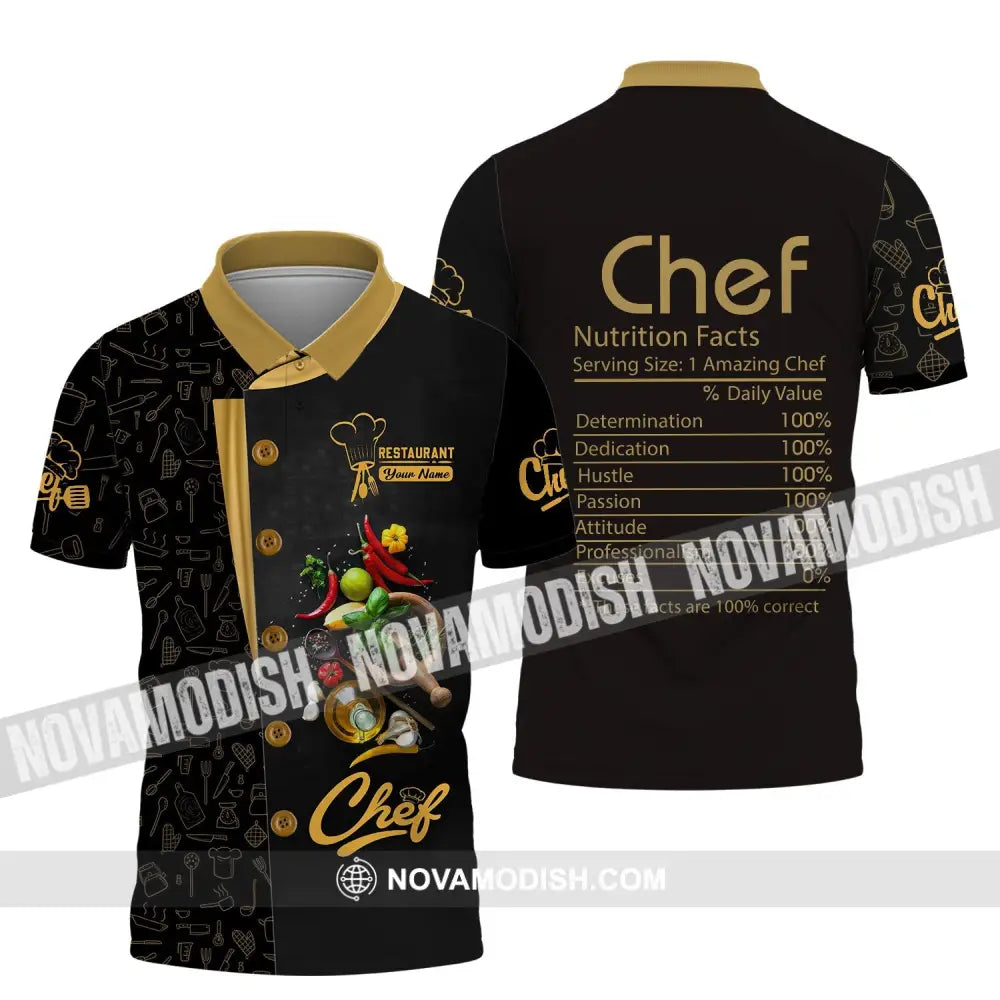 Unisex Shirt - Custom Name Shirt - Chef Nutrition Facts These Facts Are Correct Polo Shirt / S T-shirt