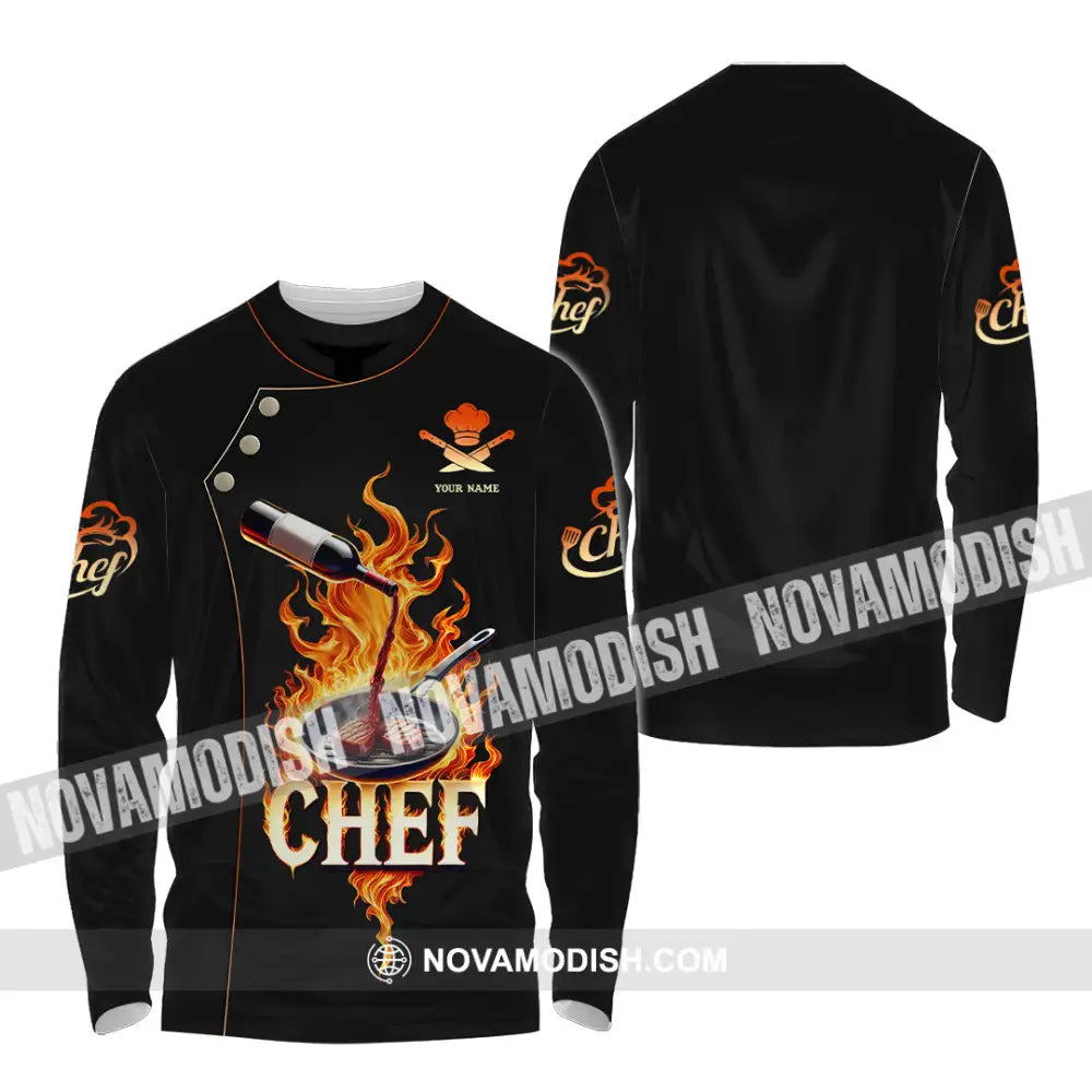 Unisex Shirt Custom Name Chef Polo Long Sleeve / S T-Shirt