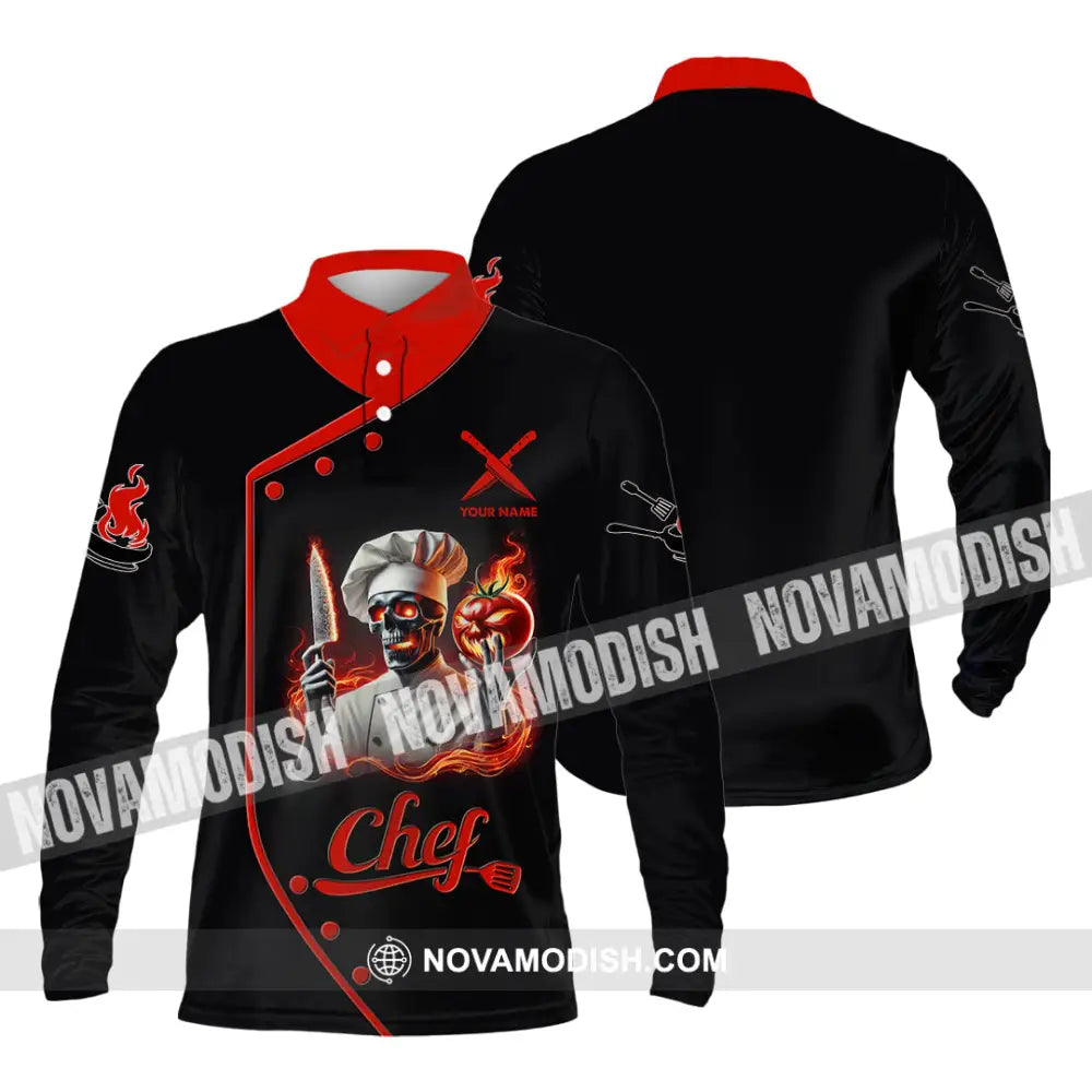 Unisex Shirt Custom Name Chef Polo Long Sleeve / S T-Shirt