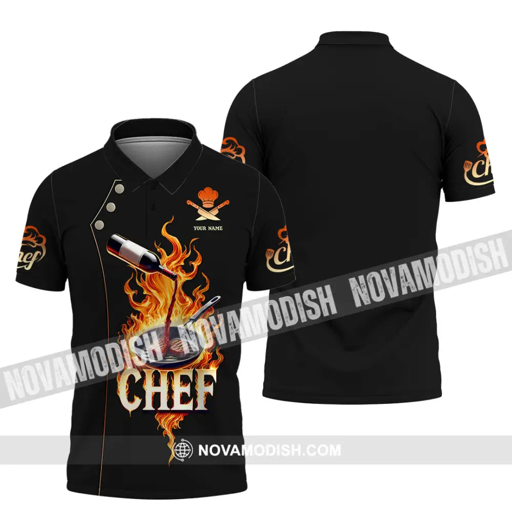 Unisex Shirt Custom Name Chef Polo Long Sleeve / S T-Shirt