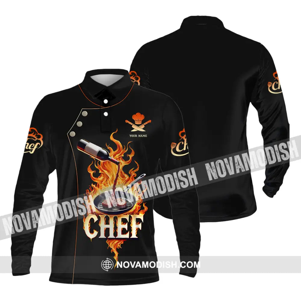 Unisex Shirt Custom Name Chef Polo Long Sleeve / S T-Shirt