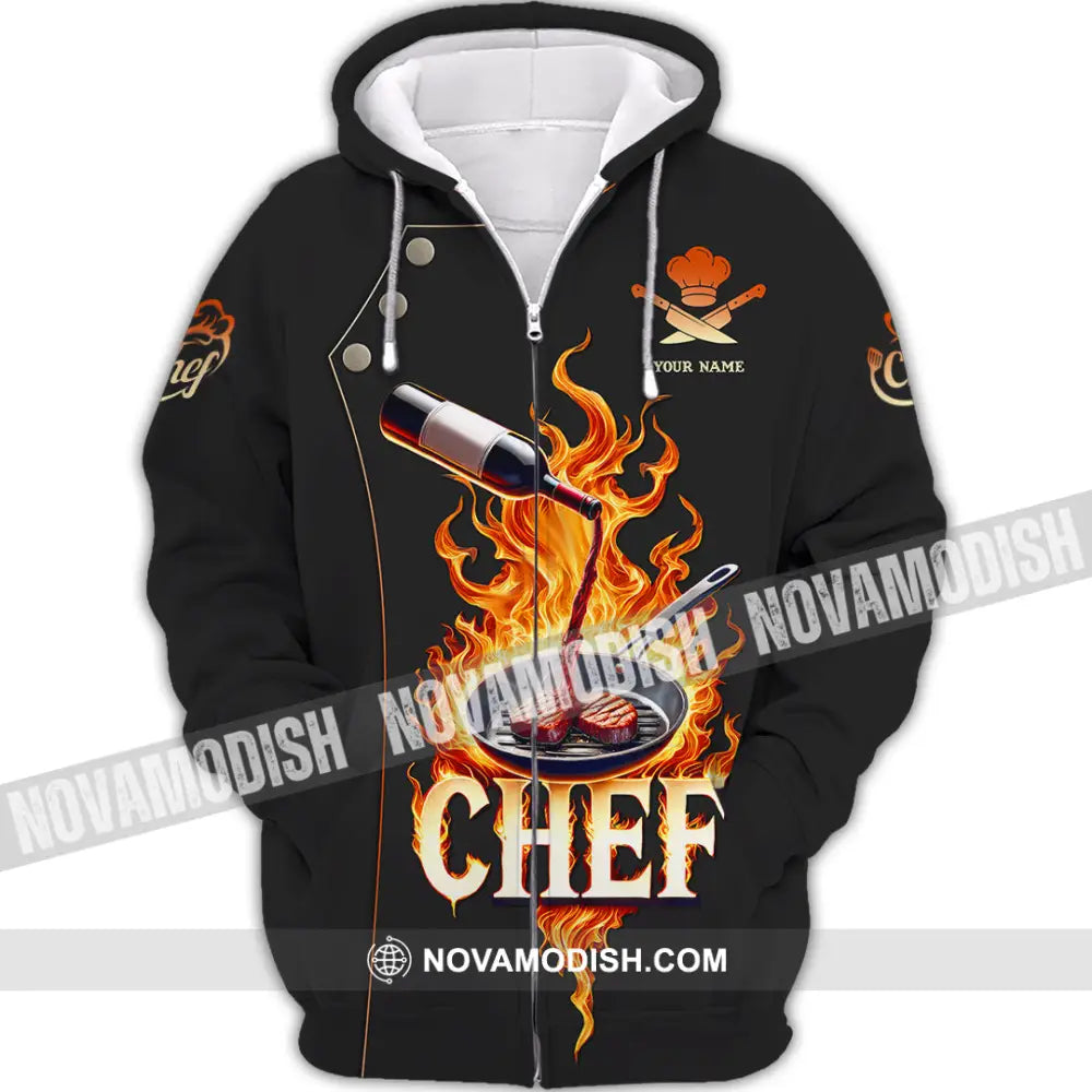 Unisex Shirt Custom Name Chef Polo Long Sleeve Zipper Hoodie / S T-Shirt