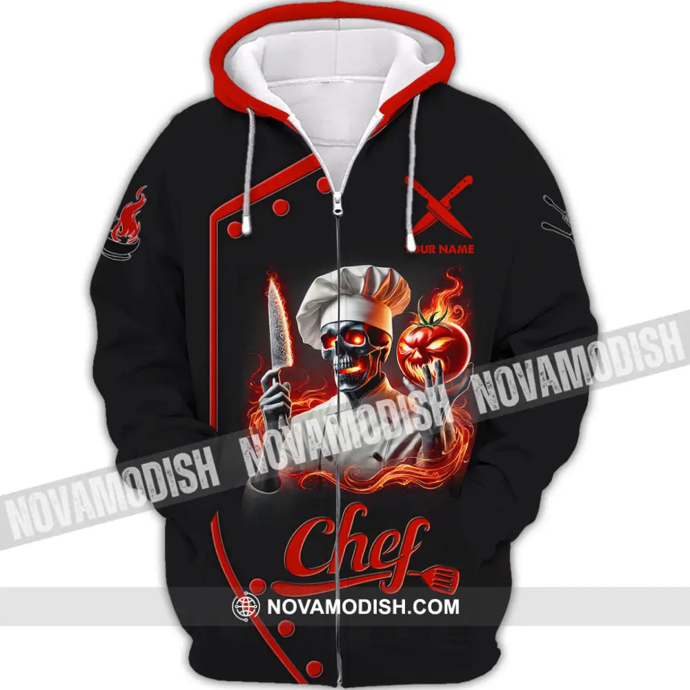 Unisex Shirt Custom Name Chef Polo Long Sleeve Zipper Hoodie / S T-Shirt