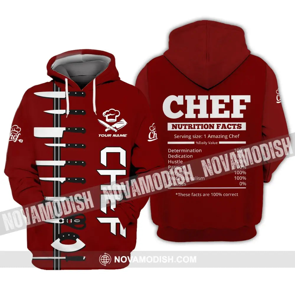 Unisex Shirt - Custom Name Chef Red Shirt Hoodie / S T-shirt