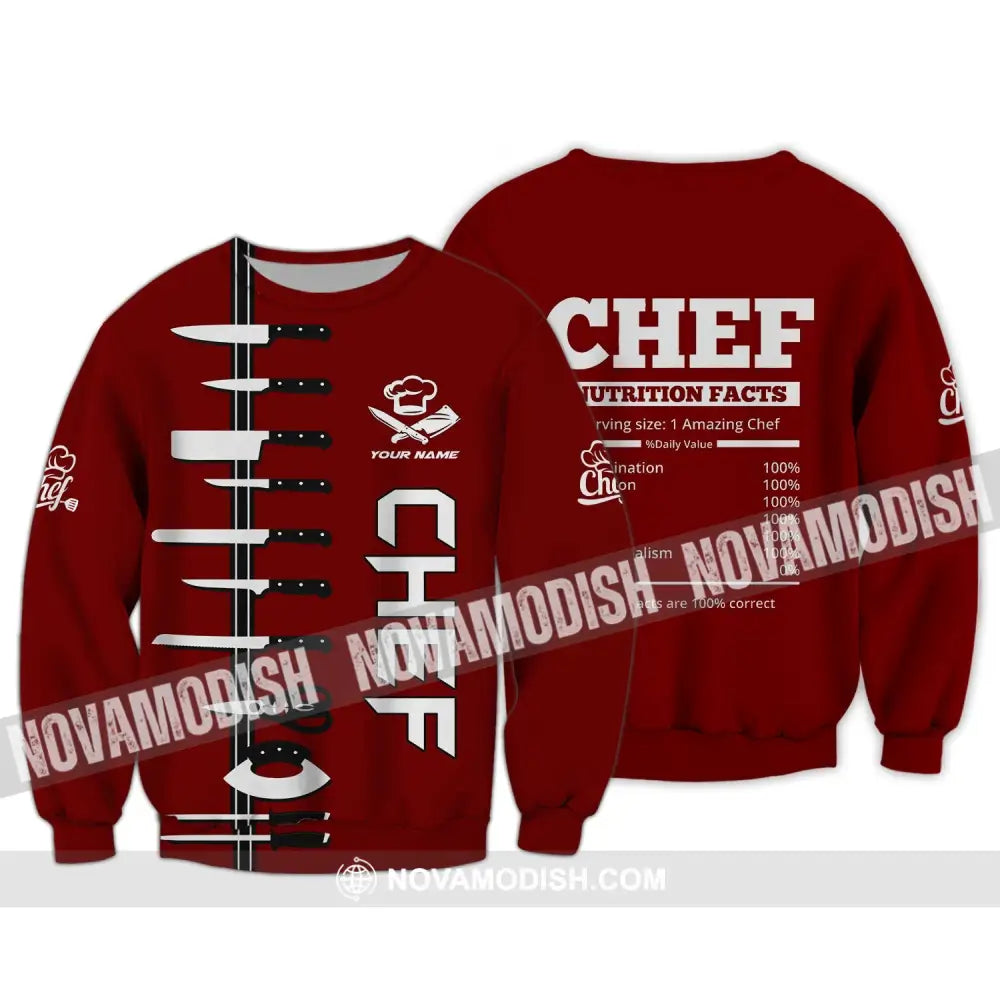 Unisex Shirt - Custom Name Chef Red Shirt Long Sleeve / S T-shirt