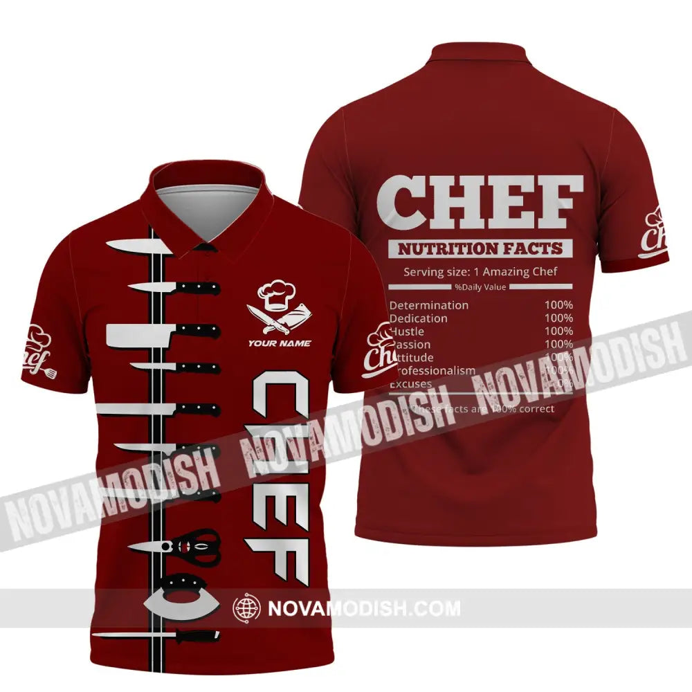 Unisex Shirt - Custom Name Chef Red Shirt Polo Shirt / S T-shirt