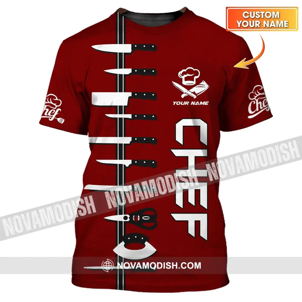 Unisex Shirt - Custom Name Chef Red Shirt T-shirt