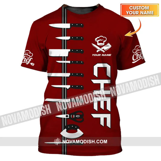 Unisex Shirt - Custom Name Chef Red Shirt T-shirt