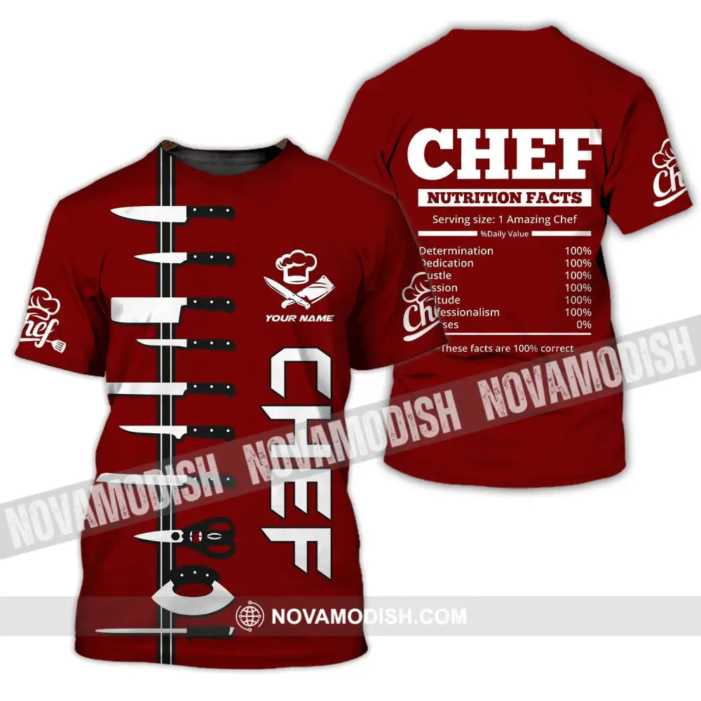 Unisex Shirt - Custom Name Chef Red Shirt T-Shirt / S T-shirt