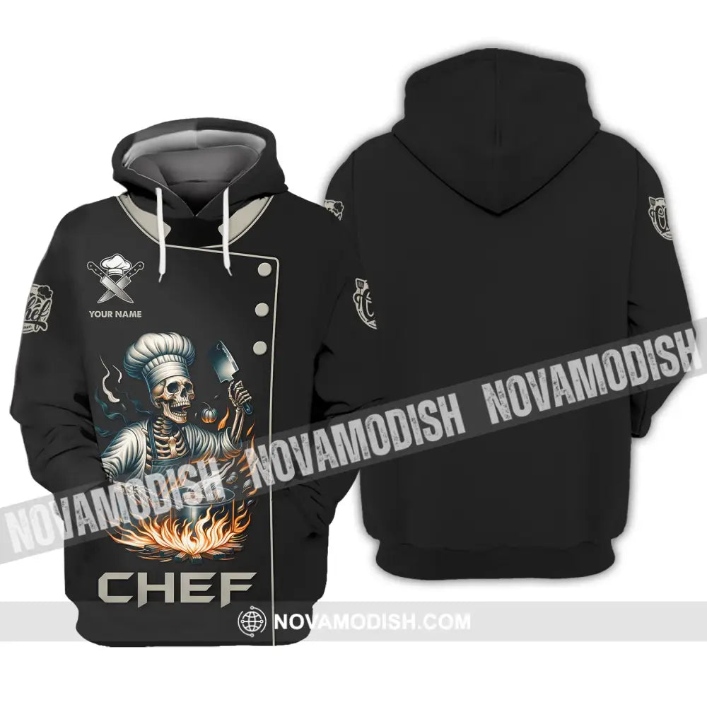 Unisex Shirt Custom Name Chef Skull Cooking Gift For Lovers Hoodie / S T-Shirt