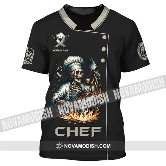 Unisex Shirt Custom Name Chef Skull Cooking Gift For Lovers T-Shirt / S