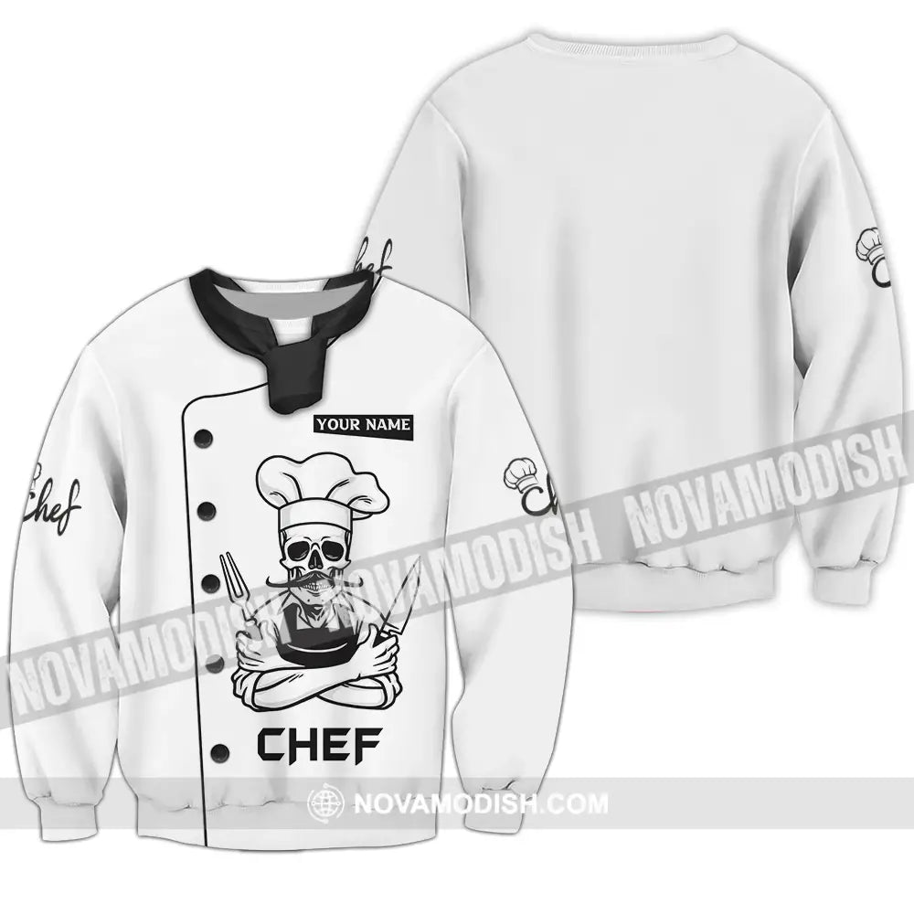Unisex Shirt - Custom Name Chef Shirt Skull Shirt Long Sleeve / S T-shirt
