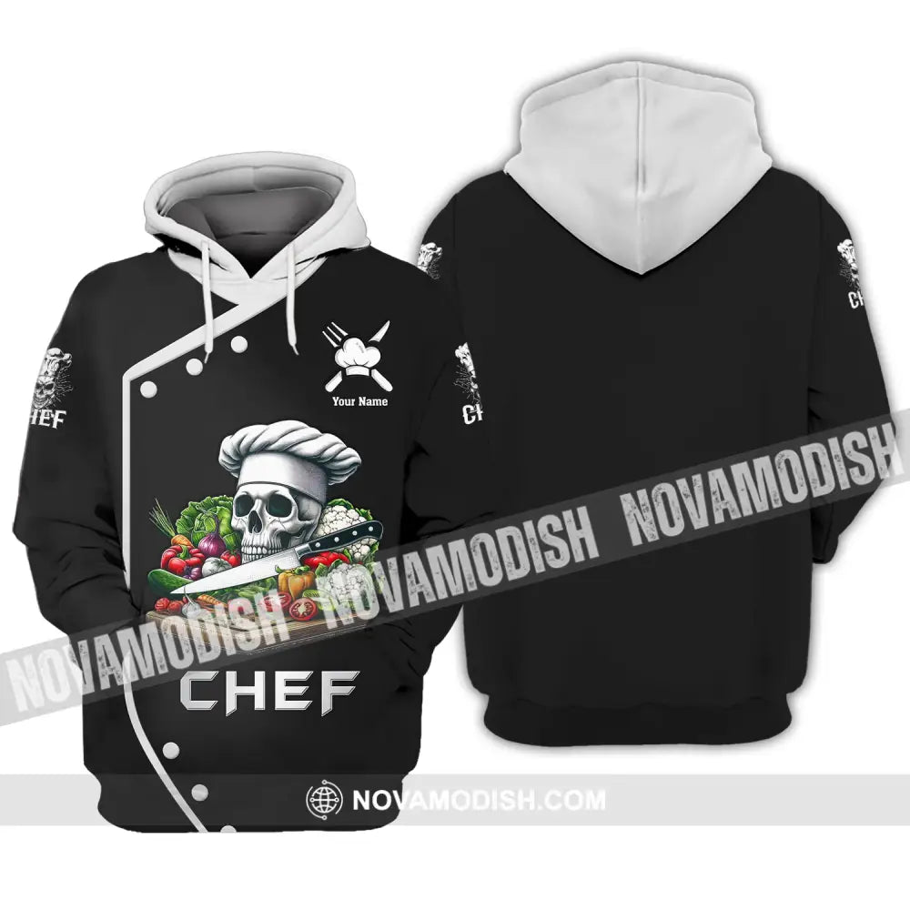 Unisex Shirt Custom Name Chef Skull Polo Long Sleeve Gift For Chefs Hoodie / S T-Shirt