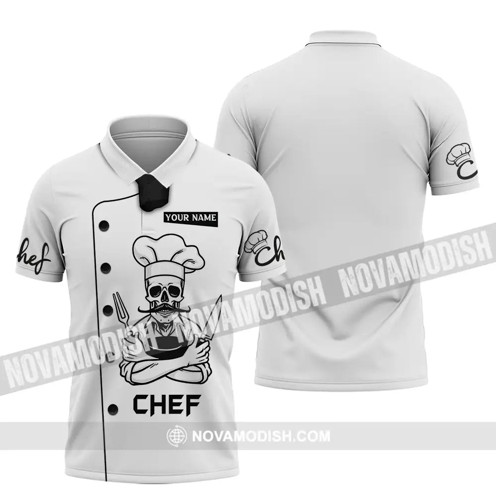 Unisex Shirt - Custom Name Chef Shirt Skull Shirt Polo Shirt / S T-shirt