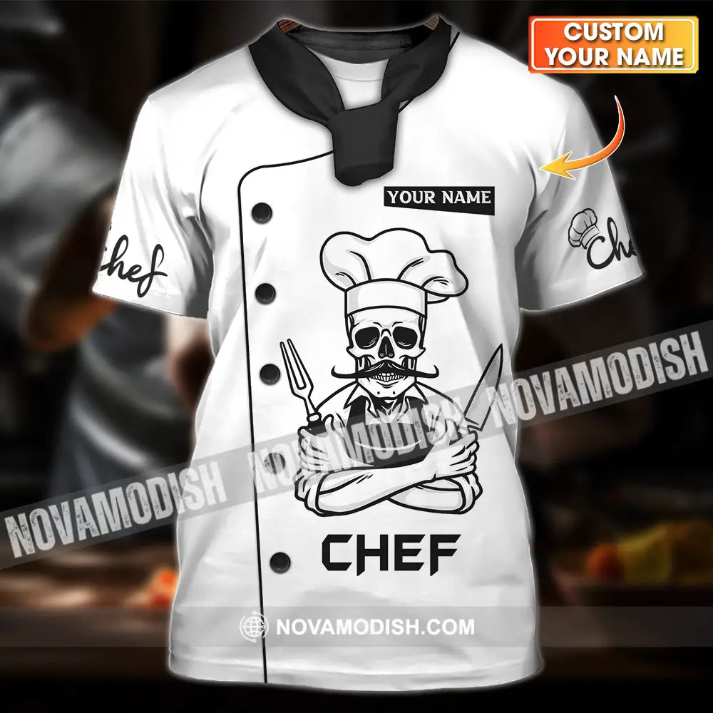 Unisex Shirt - Custom Name Chef Shirt Skull Shirt T-shirt