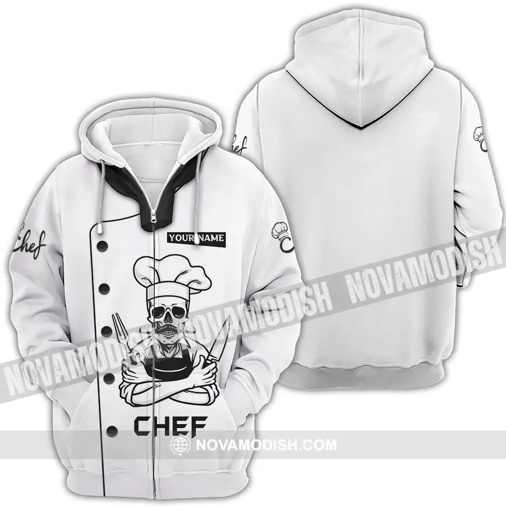 Unisex Shirt - Custom Name Chef Shirt Skull Shirt Zipper Hoodie / S T-shirt