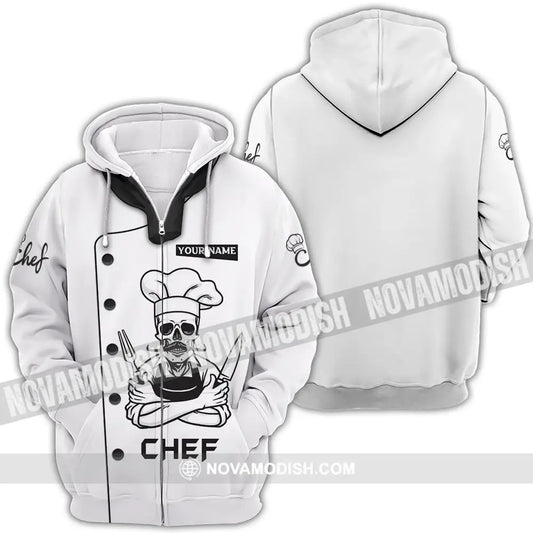 Unisex Shirt - Custom Name Chef Shirt Skull Shirt Zipper Hoodie / S T-shirt