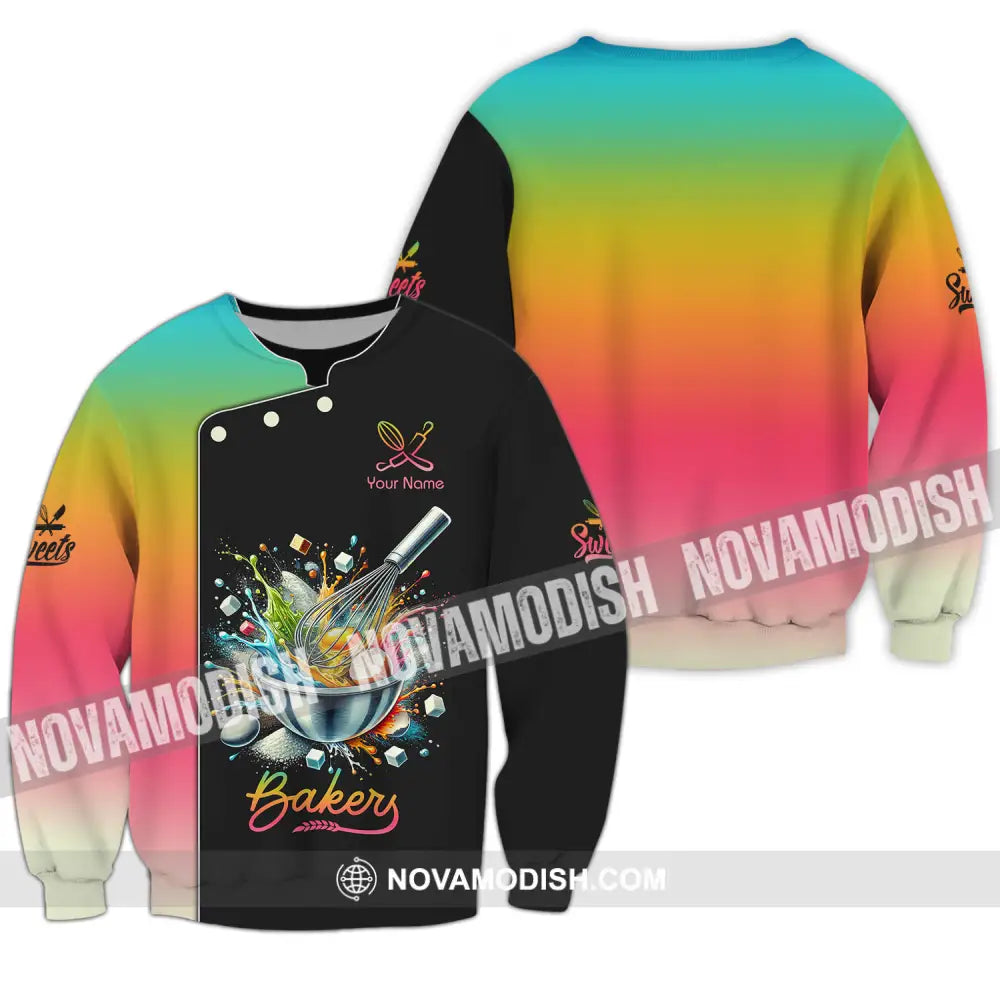 Unisex Shirt - Custom Name Chef Shirt Sweet Bakery Long Sleeve / S T-shirt