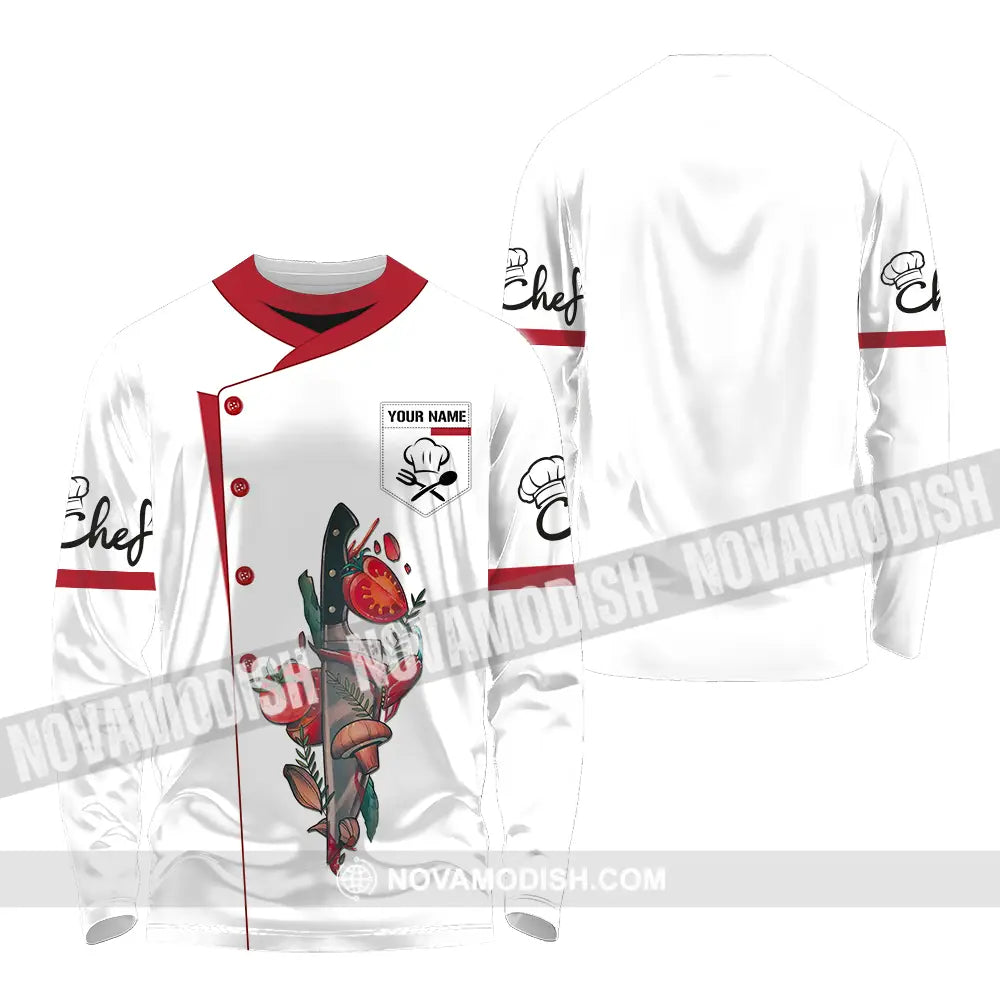 Unisex Shirt - Custom Name Chef Shirt Vegetable Knife Long Sleeve Shirt / S T-shirt