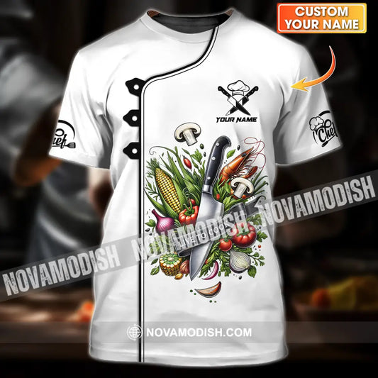 Unisex Shirt - Custom Name Chef Shirt Vegetables White Shirt T-shirt