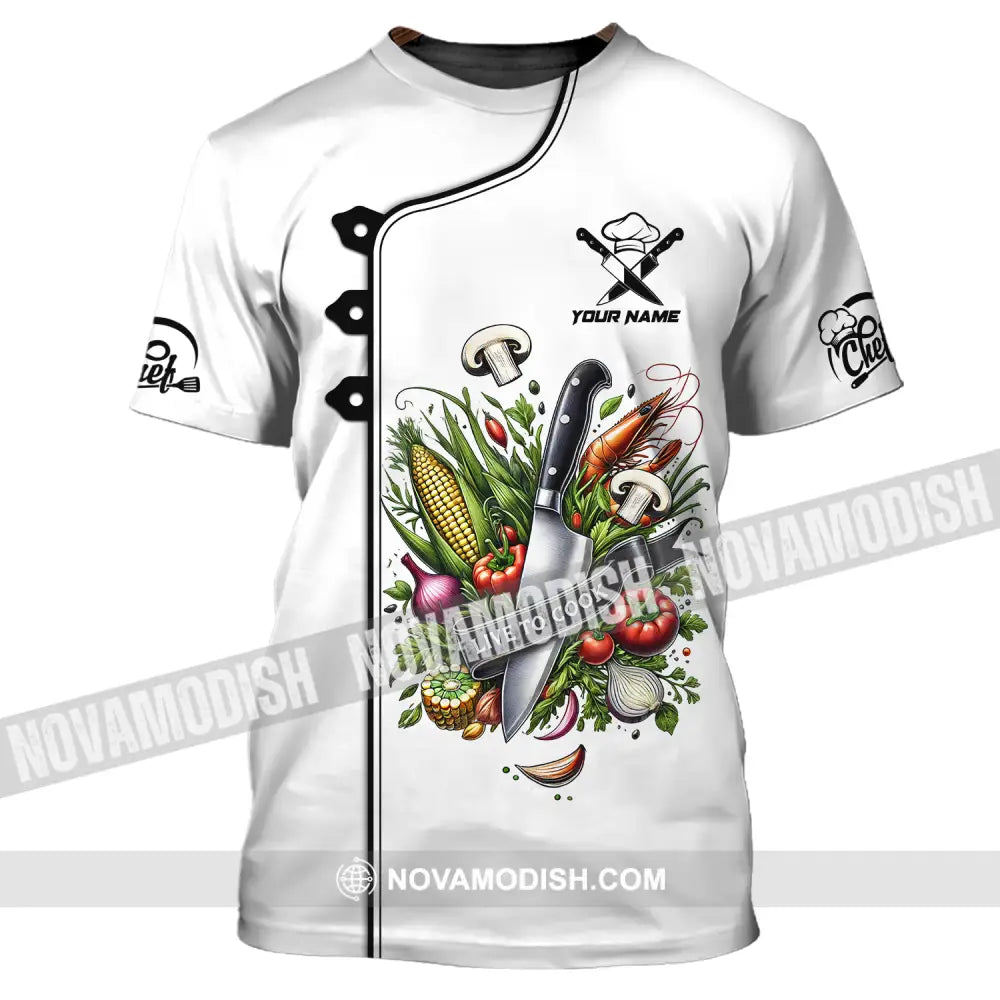 Unisex Shirt - Custom Name Chef Shirt Vegetables White Shirt T-Shirt / S T-shirt