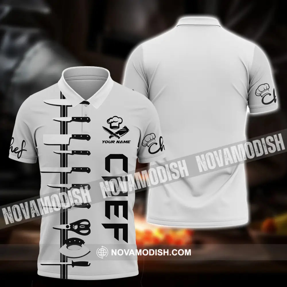 Unisex Shirt - Custom Name Shirt Chef White Shirt Polo Shirt / S T-shirt