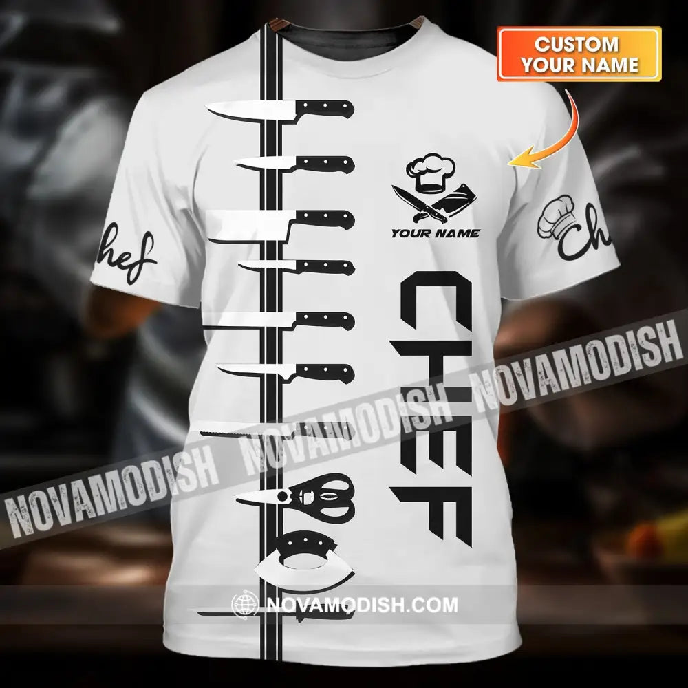 Unisex Shirt - Custom Name Shirt Chef White Shirt T-shirt