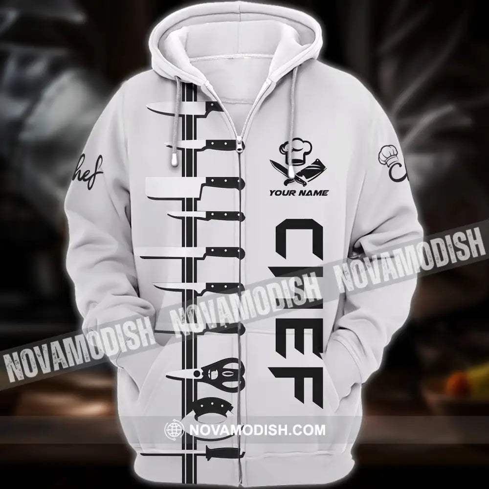 Unisex Shirt - Custom Name Shirt Chef White Shirt Zipper Hoodie / S T-shirt