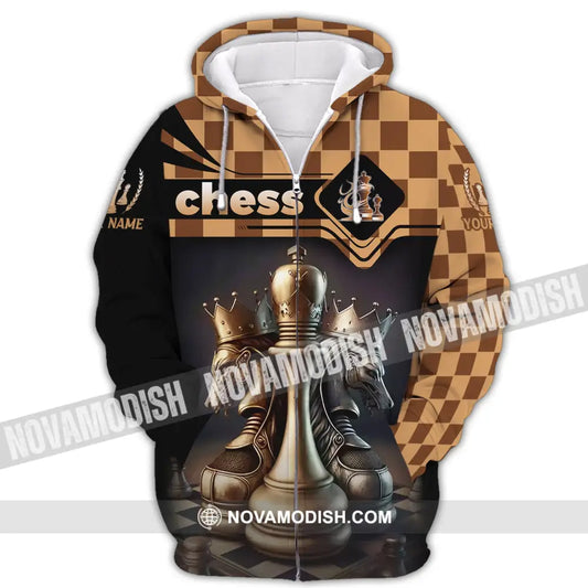 Unisex Shirt Custom Name Chess Lover Hoodie Polo Long Sleeve Gift For Player Zipper / S T-Shirt