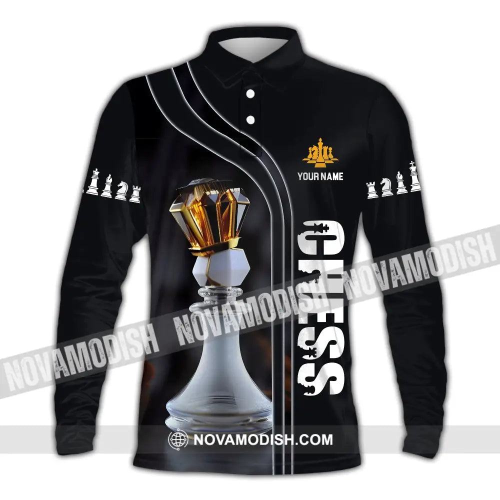 Unisex Shirt Custom Name Chess Lover Hoodie Polo Long Sleeve / S T-Shirt