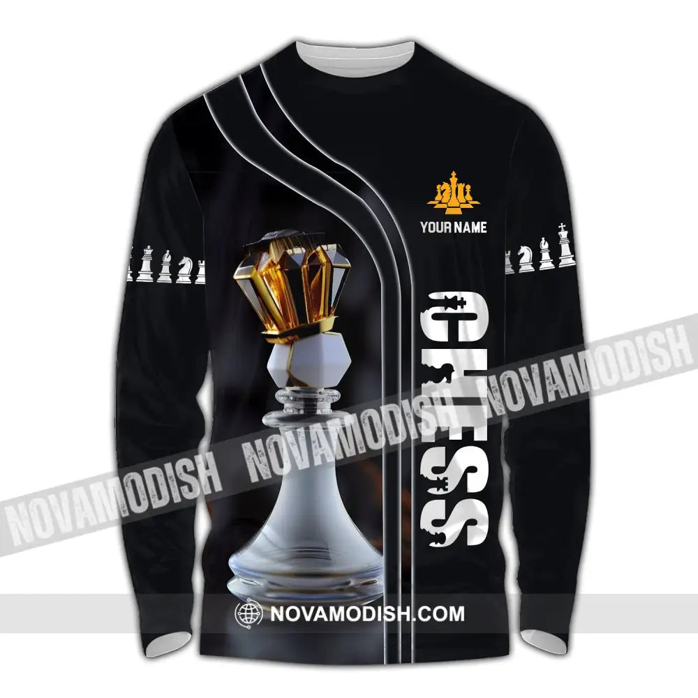 Unisex Shirt Custom Name Chess Lover Hoodie Polo Long Sleeve / S T-Shirt