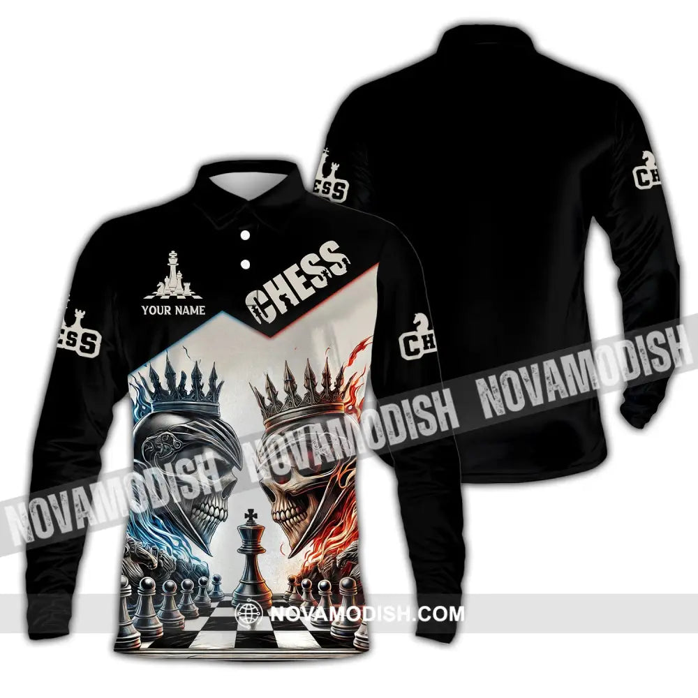 Unisex Shirt Custom Name Chess Lover Hoodie Polo Long Sleeve / S T-Shirt