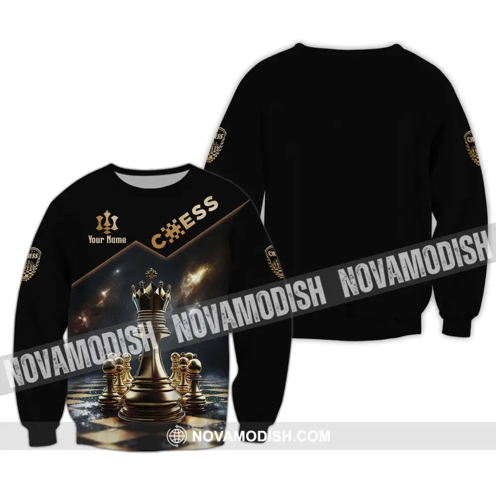 Unisex Shirt Custom Name Chess T-Shirt Game King Long Sleeve / S