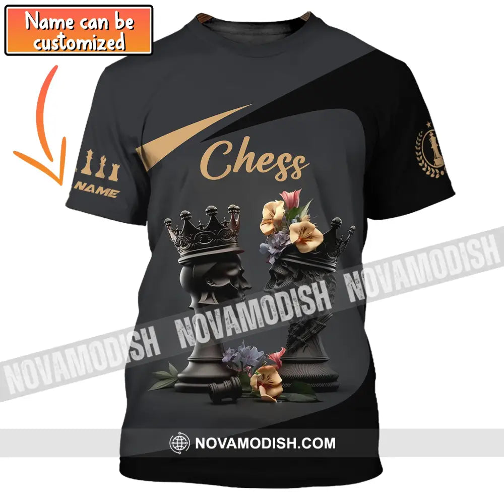 Unisex Shirt Custom Name Chess T-Shirt Game King Queen