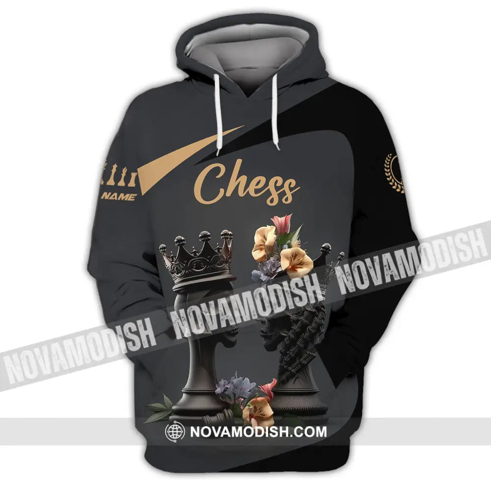 Unisex Shirt Custom Name Chess T-Shirt Game King Queen Hoodie / S