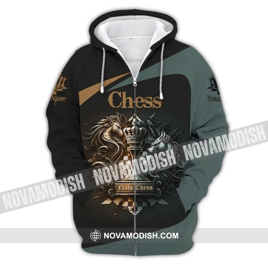 Unisex Shirt Custom Name Chess T-Shirt Nato Player Clothing Zipper Hoodie / S