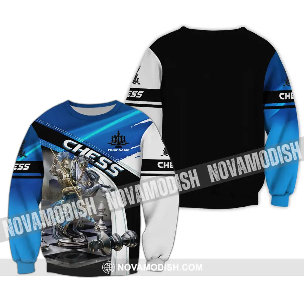 Unisex Shirt Custom Name Chess T-Shirt Player Clothing Long Sleeve / S