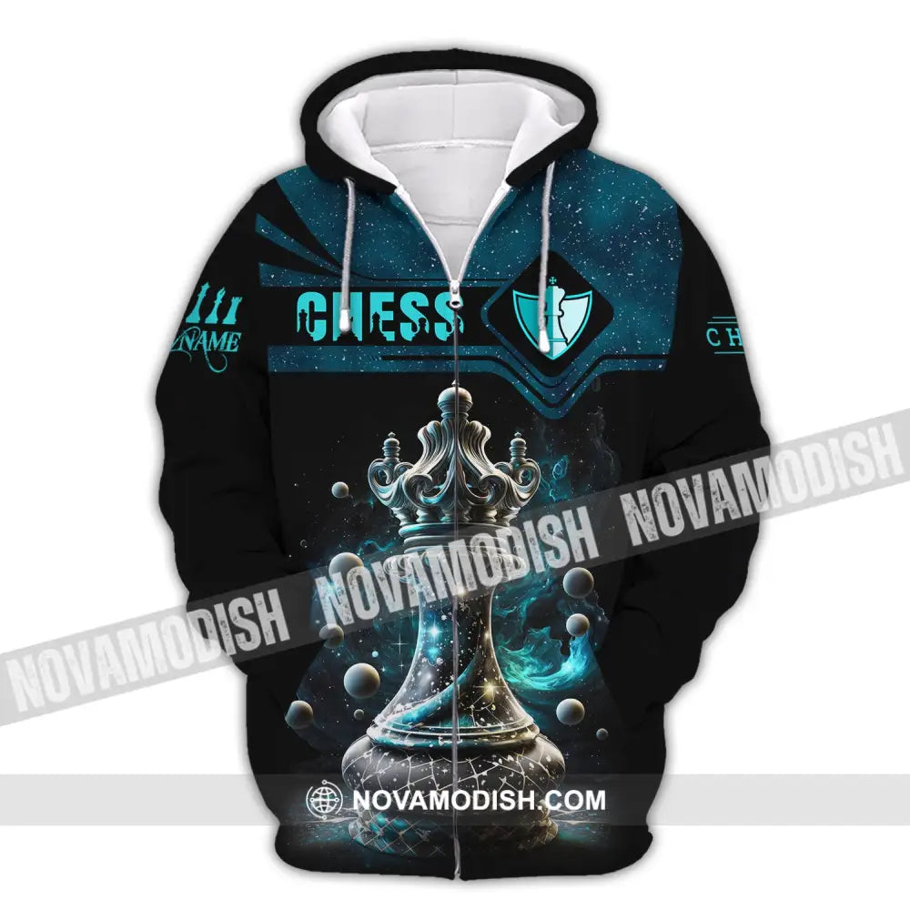 Unisex Shirt Custom Name Chess T-Shirt Player Club Checkmate Zipper Hoodie / S