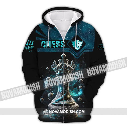 Unisex Shirt Custom Name Chess T-Shirt Player Club Checkmate Zipper Hoodie / S