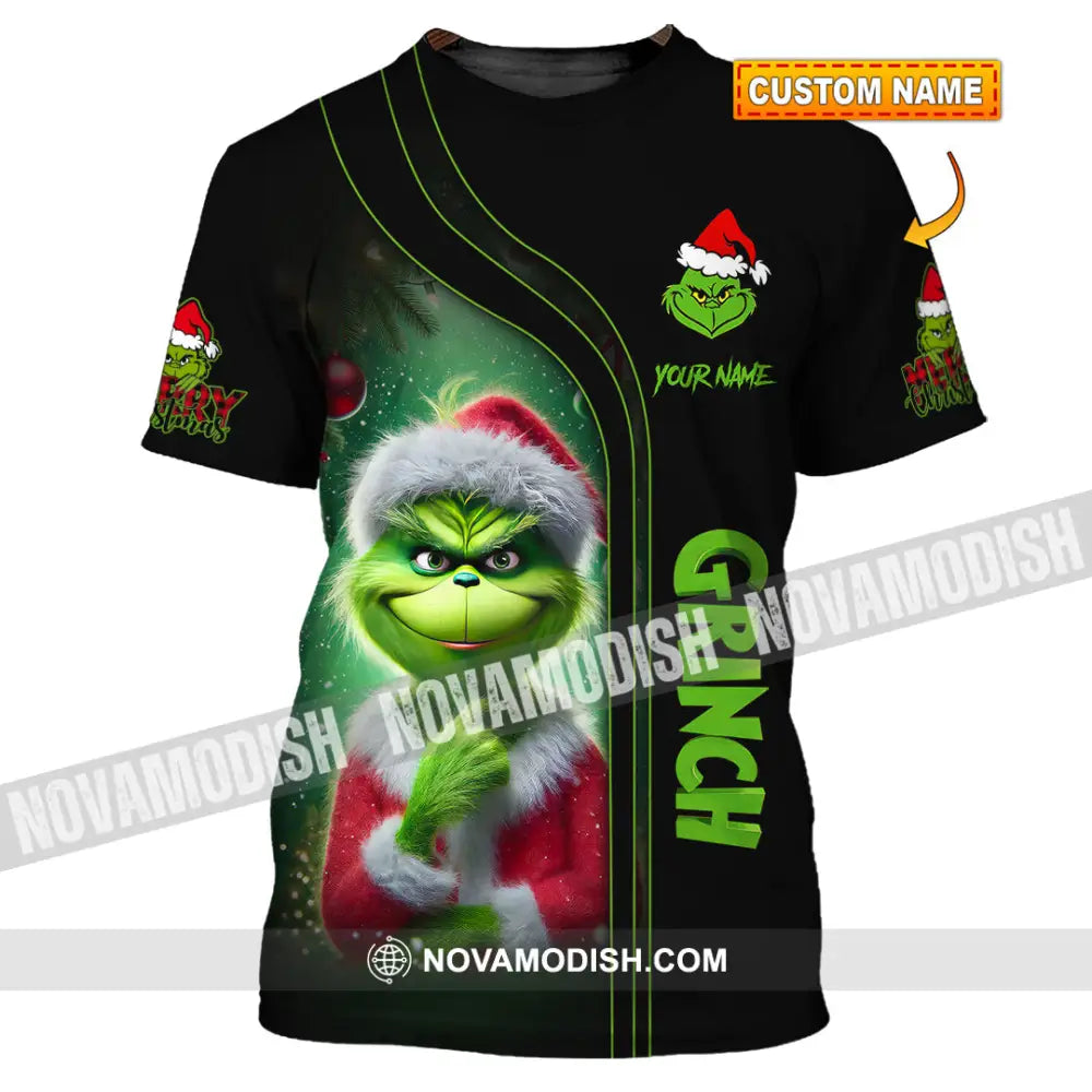 Unisex Shirt Custom Name Christmas Grinch Polo Long Sleeve Gift T-Shirt