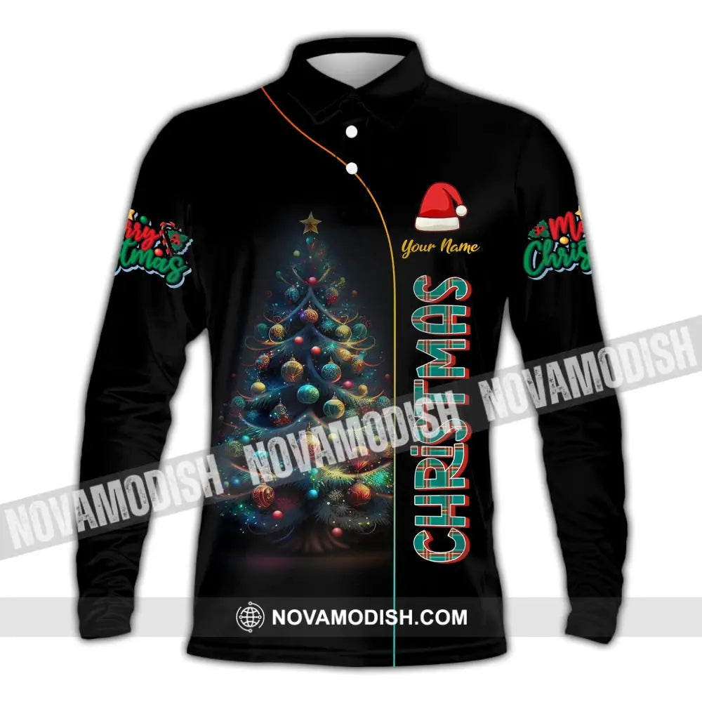 Unisex Shirt - Custom Name Christmas Night Long Sleeve Polo / S T-Shirt