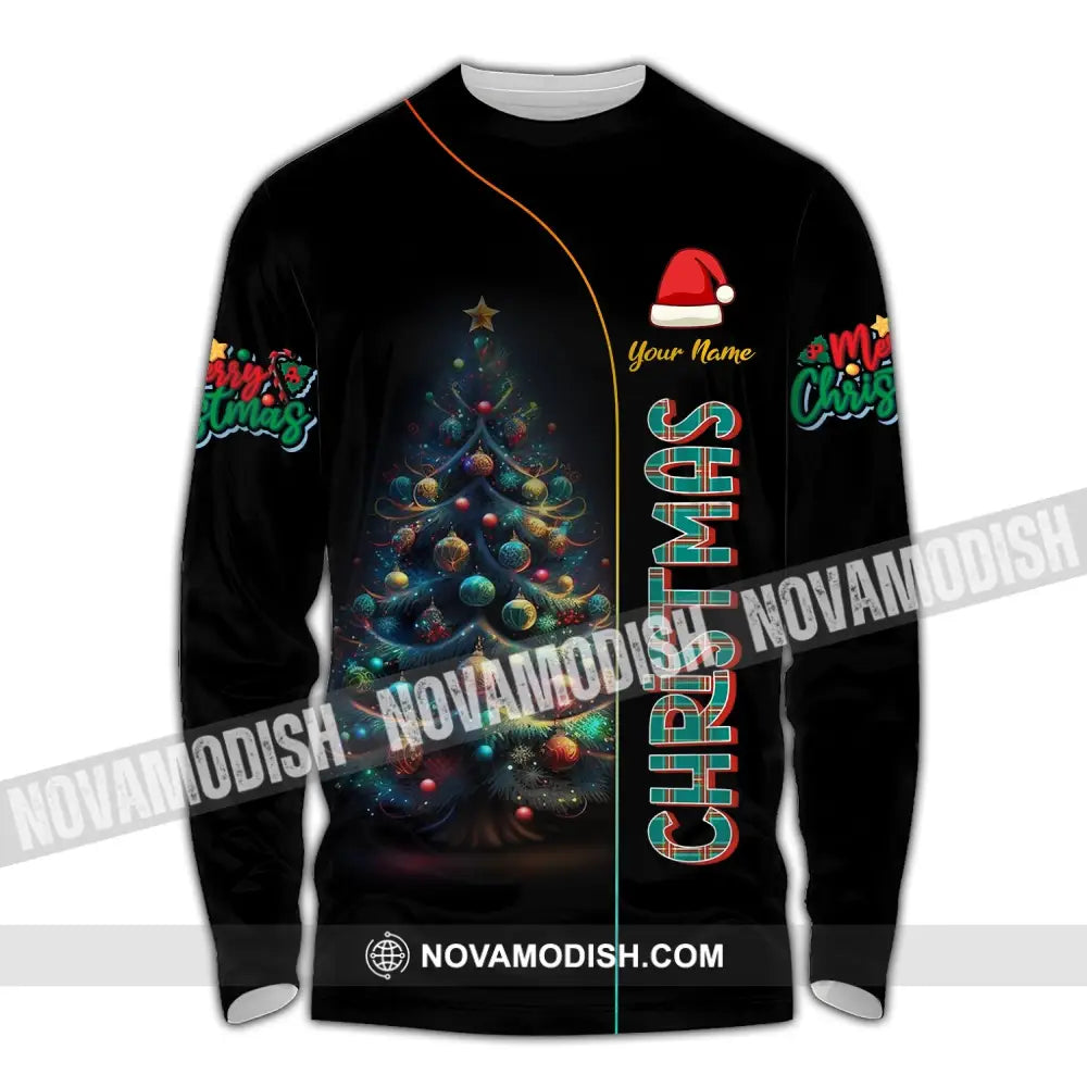 Unisex Shirt - Custom Name Christmas Night Long Sleeve / S T-Shirt